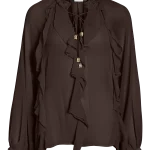 VILA <BR><BR>VITIRO V-NECK FLOUNCE TOP COFFEE BEAN