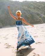 MAÏTTÈ <BR><BR>VESTIDO COMPRIDO AZUL E BRANCO - TAM U - Image 4