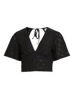 VILA <BR><BR> VIKAWA CROPPED TOP BLACK
