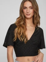 VILA <BR><BR> VIKAWA CROPPED TOP BLACK - Image 4