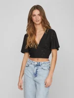 VILA <BR><BR> VIKAWA CROPPED TOP BLACK - Image 3