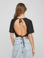 VILA <BR><BR> VIKAWA CROPPED TOP BLACK - Image 2