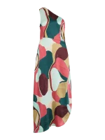 VILA <BR><BR> VISALMIRA KAI ONE-SHOULDER MIDI DRESS HOLLY BERRY