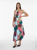 VILA <BR><BR> VISALMIRA KAI ONE-SHOULDER MIDI DRESS HOLLY BERRY - Image 2