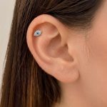 ELLA BY TAM <BR><BR>PIERCING OLHO TURCO AÇO INOXIDÁVEL PRATEADO