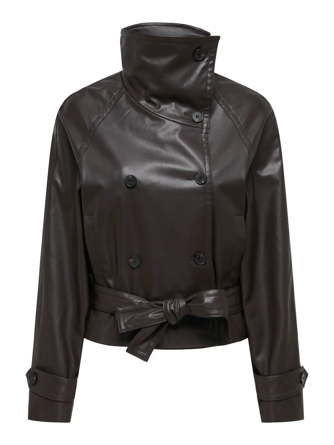 JDYVERA FAUX LEATHER BELT JACKET 1 JDY <BR><BR> JDYVERA FAUX LEATHER BELT JACKET CHOCOLATE - Image 1