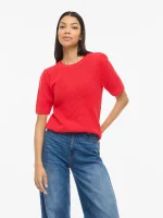 VILA <BR><BR> VIDALO O-NECK KNIT TOP HIBISCUS - Image 3