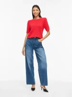 VILA <BR><BR> VIDALO O-NECK KNIT TOP HIBISCUS