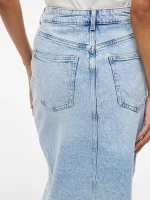 VILA <BR><BR> VIJAF HW MIDI DENIM SKIRT LIGHT BLUE DENIM | MEDIUM BLUE DENIM - Image 7