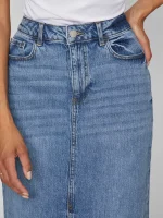 VILA <BR><BR> VIJAF HW MIDI DENIM SKIRT LIGHT BLUE DENIM | MEDIUM BLUE DENIM - Image 2
