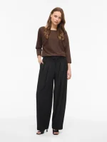 VILA <BR><BR>VIMALU BOATNECK SLEEVE KNIT COFFEE BEAN - Image 3