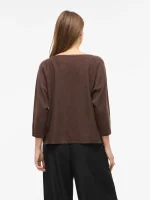 VILA <BR><BR>VIMALU BOATNECK SLEEVE KNIT COFFEE BEAN - Image 2