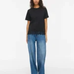 VILA  <BR><BR>VINORA LACE T-SHIRT BLACK BEAUTY | BRIGHT WHITE | COFFEE BEAN