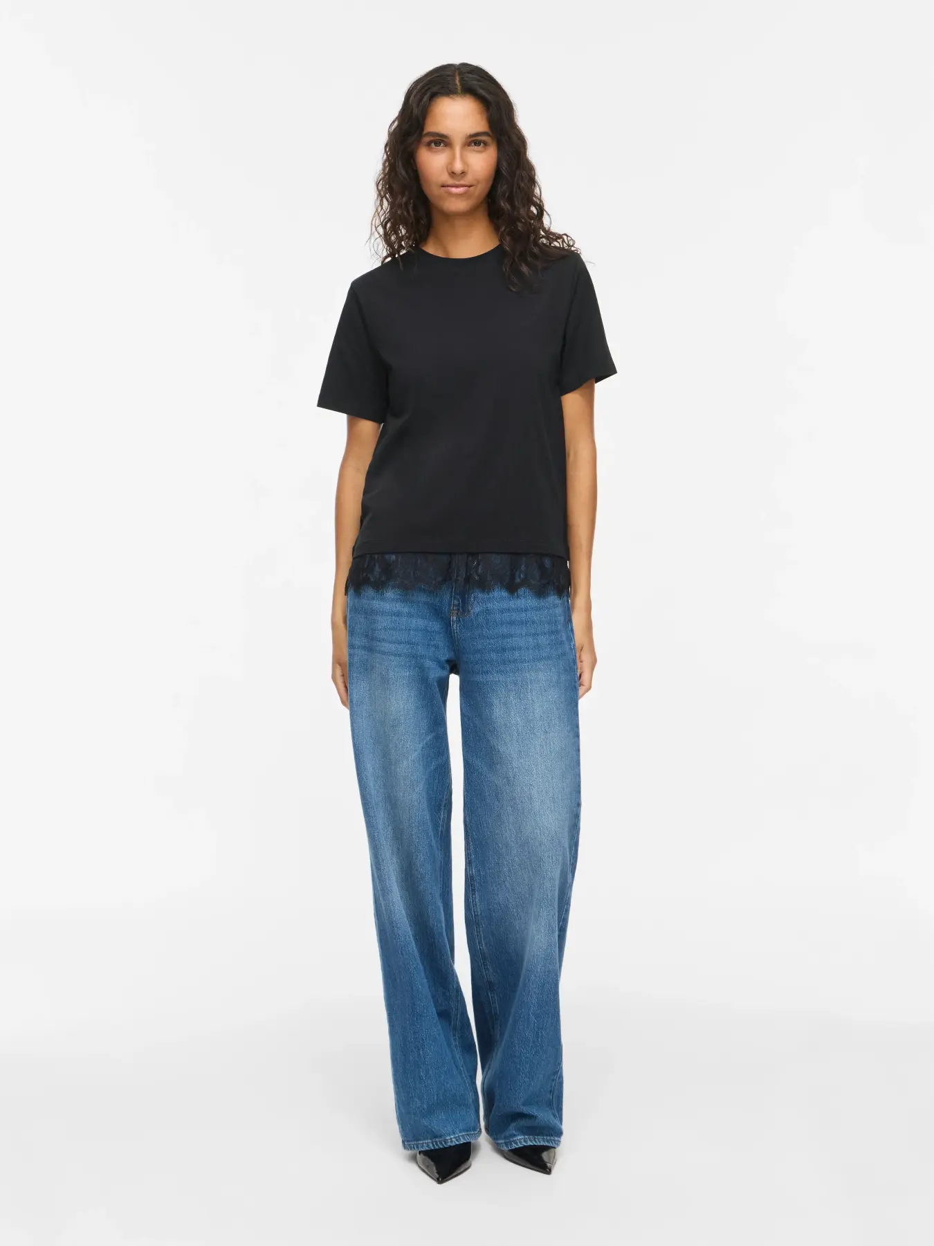 VINORA LACE T-SHIRT BLACK BEAUTY 3 VILA <BR><BR>VINORA LACE T-SHIRT BLACK BEAUTY | BRIGHT WHITE | COFFEE BEAN - Image 1