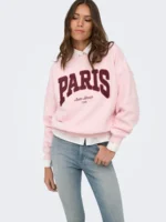 JDY <BR><BR> JDYMESA SWEAT "PARIS AVEC AMOUR" RED | CHALK PINK - Image 6