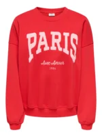 JDY <BR><BR> JDYMESA SWEAT "PARIS AVEC AMOUR" RED | CHALK PINK - Image 4