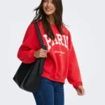JDY <BR><BR> JDYMESA SWEAT "PARIS AVEC AMOUR" RED | CHALK PINK