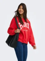 JDY <BR><BR> JDYMESA SWEAT "PARIS AVEC AMOUR" RED | CHALK PINK