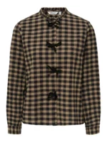 ONLY <BR><BR>ONLFRIDA CHECK BOW DETAIL SHIRT BLACK TOASTED COCONUT - Image 5