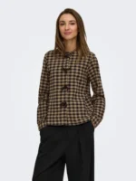 ONLY <BR><BR>ONLFRIDA CHECK BOW DETAIL SHIRT BLACK TOASTED COCONUT - Image 3