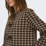ONLY <BR><BR>ONLFRIDA CHECK BOW DETAIL SHIRT BLACK TOASTED COCONUT