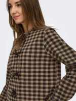 ONLY <BR><BR>ONLFRIDA CHECK BOW DETAIL SHIRT BLACK TOASTED COCONUT
