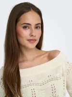 ONLY <BR><BR>ONLVILDA PULLOVER KNT EGGNOG MELANGE - Image 3