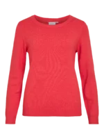 VILA <BR><BR> PULLOVER VIRIL O-NECK - BLACK | WHITE | COFFEE BEAN | HIBISCUS - Image 14