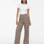 VILA <BR><BR>VIVARONE PATTERN HW WIDE PANT PORT ROYALE AND COFFEE BEAN