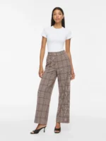 VILA <BR><BR>VIVARONE PATTERN HW WIDE PANT PORT ROYALE AND COFFEE BEAN