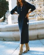 MAÏTTÈ <BR><BR> VESTIDO COMPRIDO AZUL MARINHO - TAM U