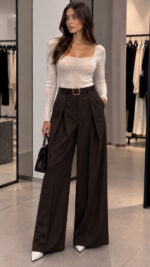 ELLA BY TAM <BR><BR>TROUSERS WHIT BELT | ANTHRACITE | BLACK | BURGUNDY | CHOCOLATE | ECRU - Image 3