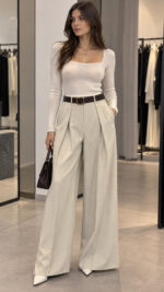 ELLA BY TAM <BR><BR>TROUSERS WHIT BELT | ANTHRACITE | BLACK | BURGUNDY | CHOCOLATE | ECRU - Image 2