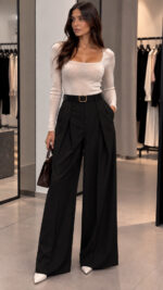 ELLA BY TAM <BR><BR>TROUSERS WHIT BELT | ANTHRACITE | BLACK | BURGUNDY | CHOCOLATE | ECRU - Image 5
