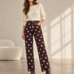ELLA BY TAM <BR><BR> CALÇA JEANS POLKA DOTS AMEIXA