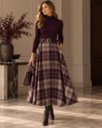 ELLA BY TAM <BR><BR> PLAID SKIRT AMEIXA | VERDE