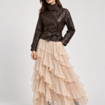 ELLA BY TAM <BR><BR> RUFFLED SKIRT BEGE