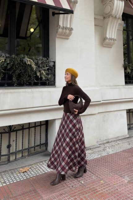 ELLA BY TAM <BR><BR> PLAID SKIRT BLACK