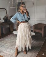 ELLA BY TAM <BR><BR> RUFFLED SKIRT BEGE - Image 2